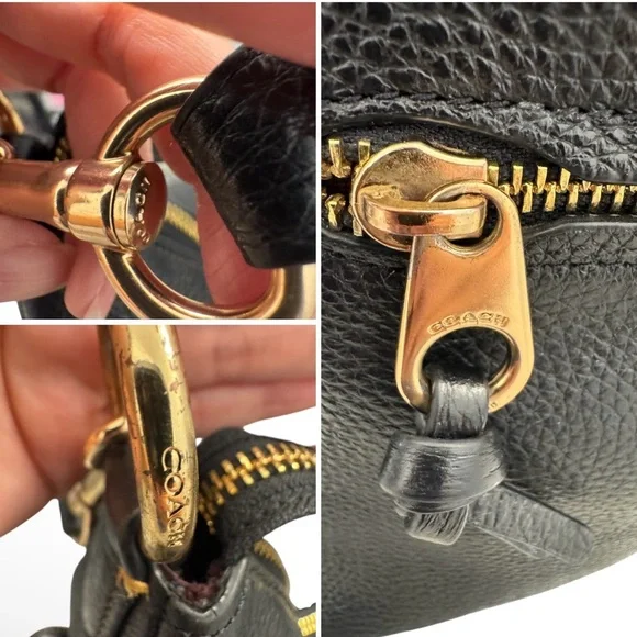 Coach Pennie Black Leather Shoulder Crossbody Gold Hardware 6152 Purse EUC - Picture 7 of 13